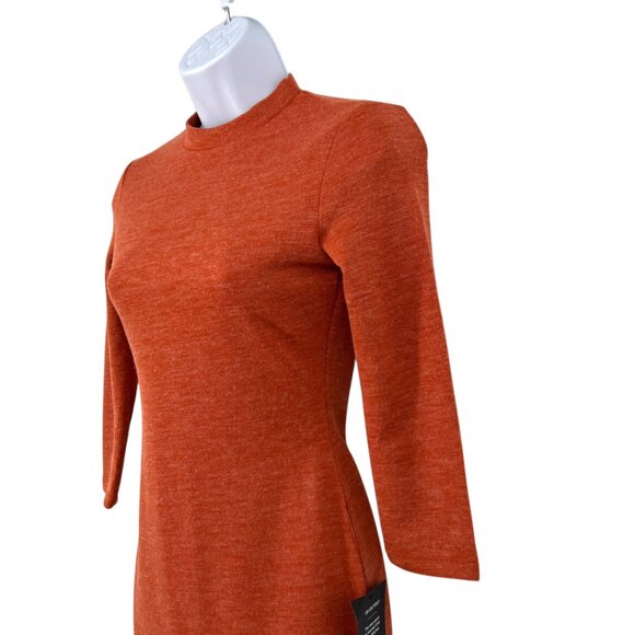 Lulus Conversation Starter Rust Orange Midi Knit Dress Size Small NWT - Picture 4 of 9